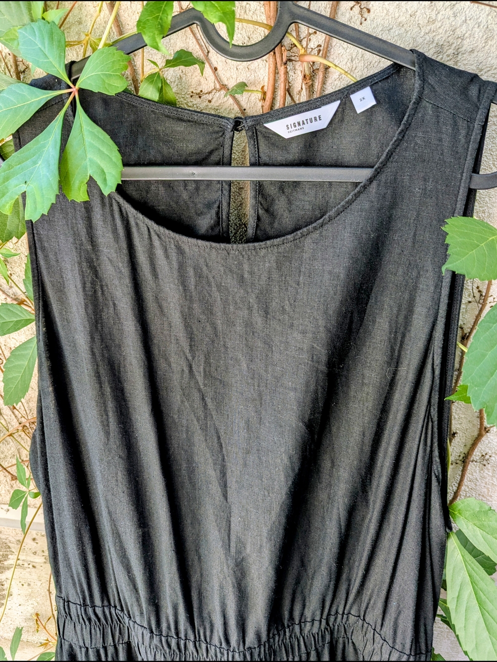 100% Linen Plus Size Black Midi Dress | Open Back | Scandinavian Minimal | 2X - Picture 3 of 10